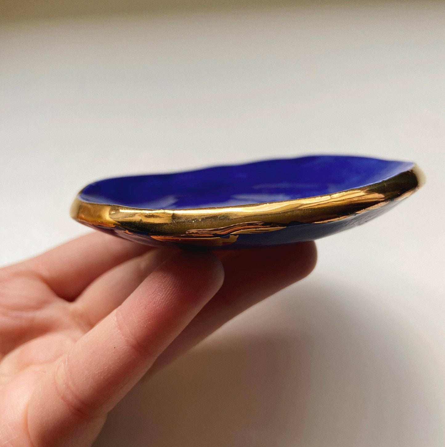 Cobalt blue and gold catch all dish
