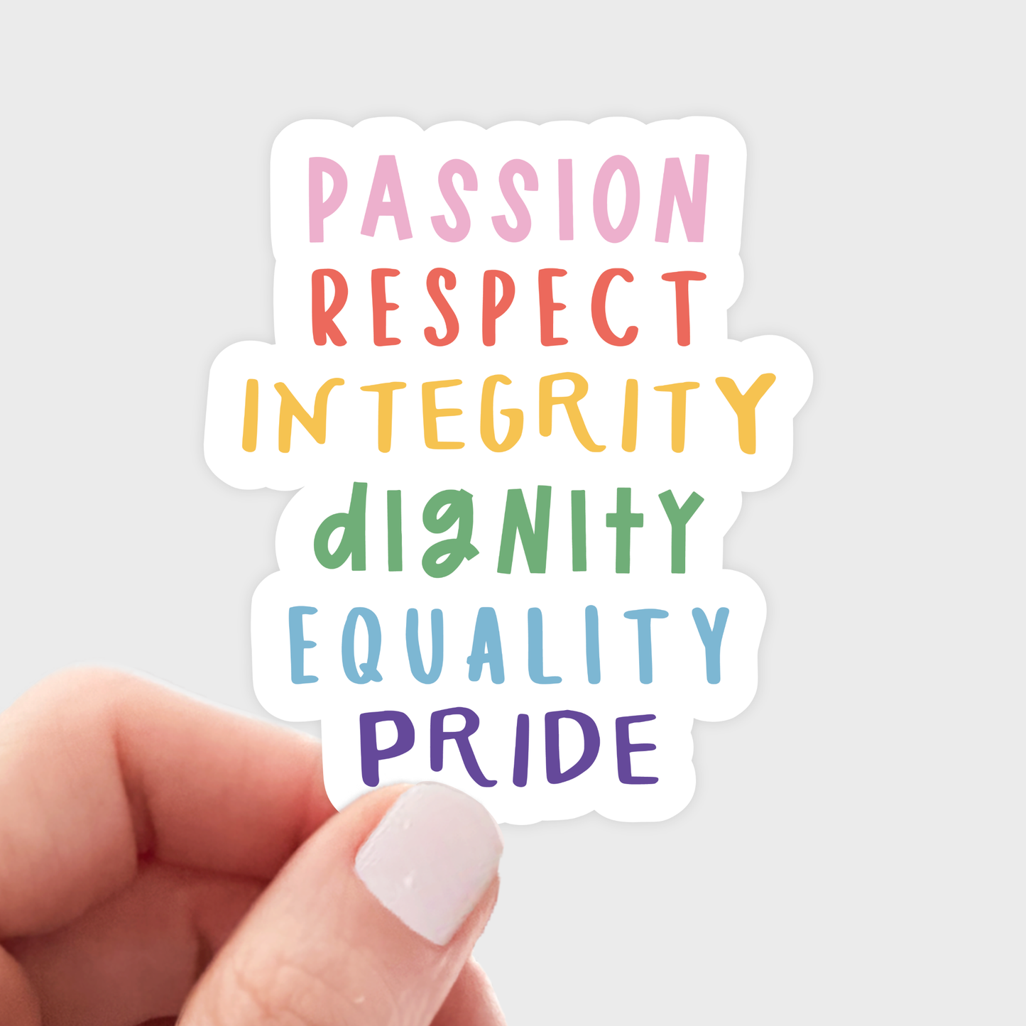 Passion Respect Integrity Dignity Equality Pride Sticker