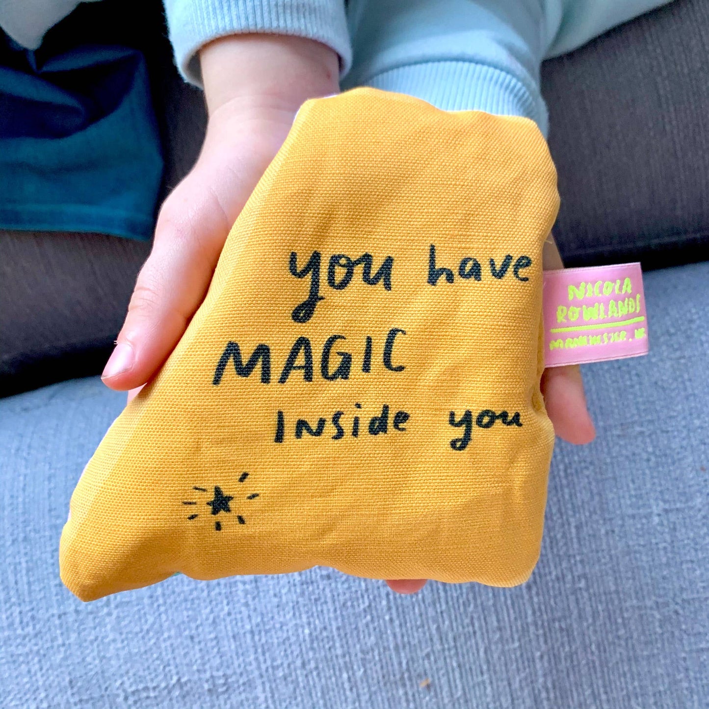 Sensory palm bag: yellow handmade lavender bag