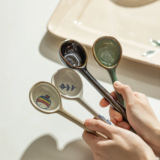 Japanese Ceramic Soup Spoon