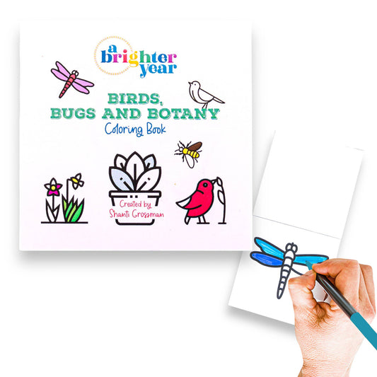 Birds Bugs and Botany Mini Coloring Book for Adults-50 Pages
