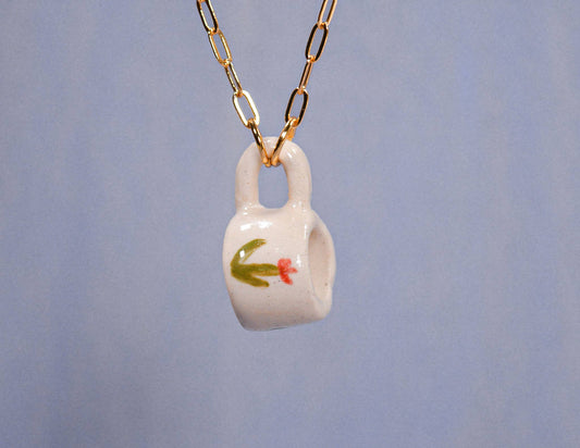 Tulip Miniature Mug Ceramic Charm Necklace