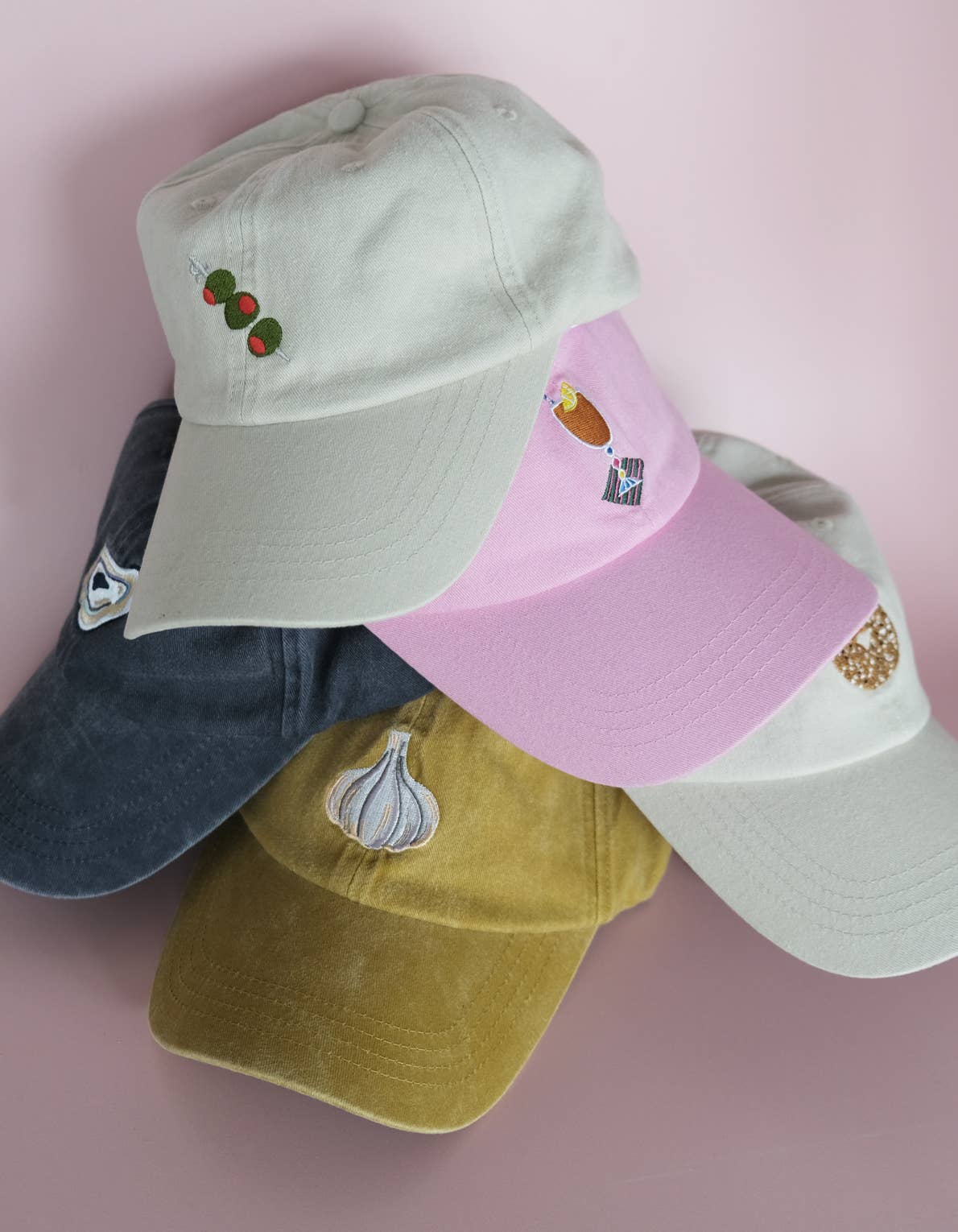 Embroidered Hat | Garlic, Washed Mustard Color