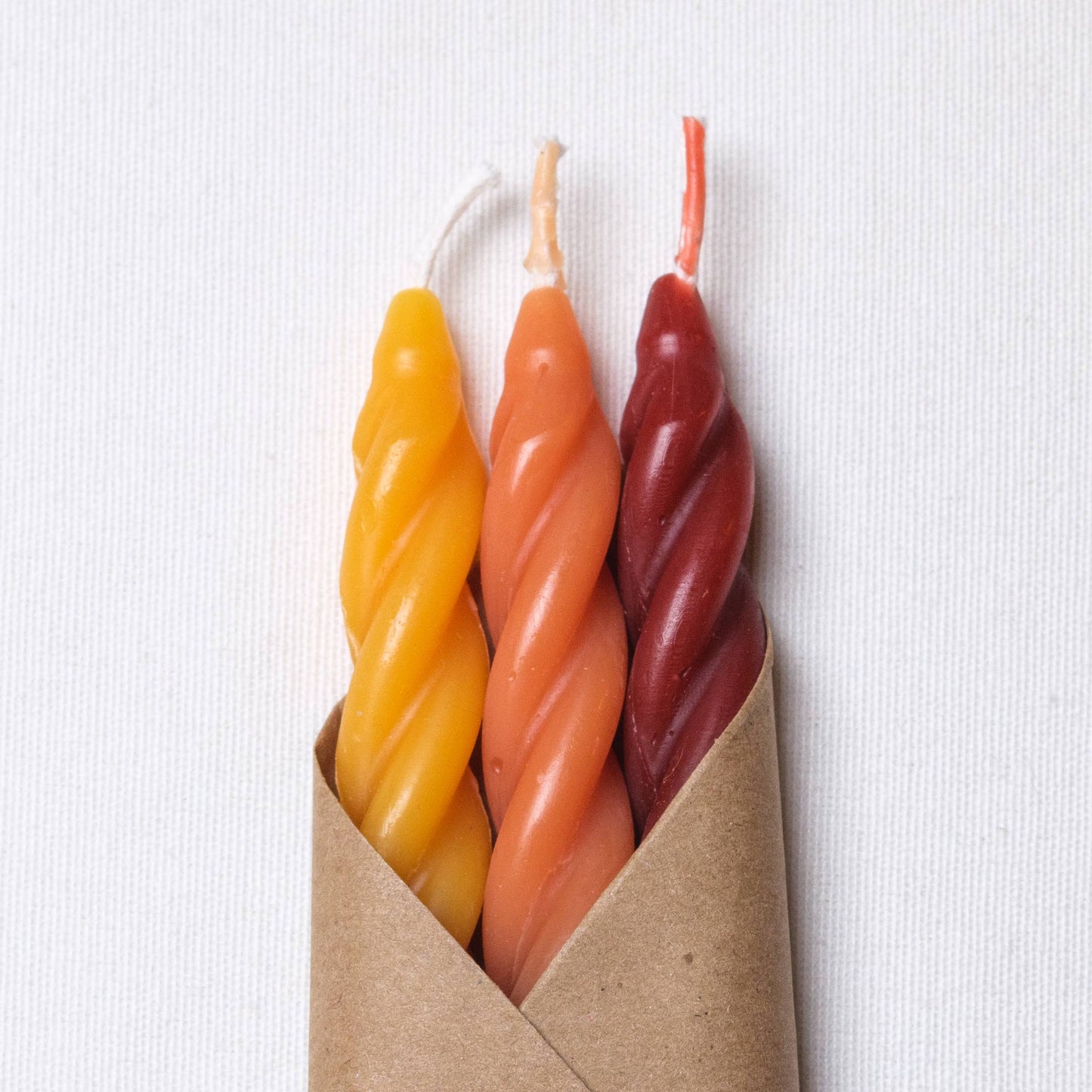 Sunrise Spiral Beeswax Candles - Set of 3