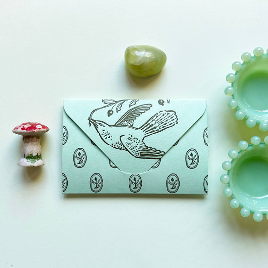 Holiday bird & holly mini fold up card