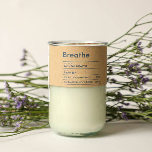 BREATHE, Mental Health, Lavender Candle, Eco Friendly, Soy
