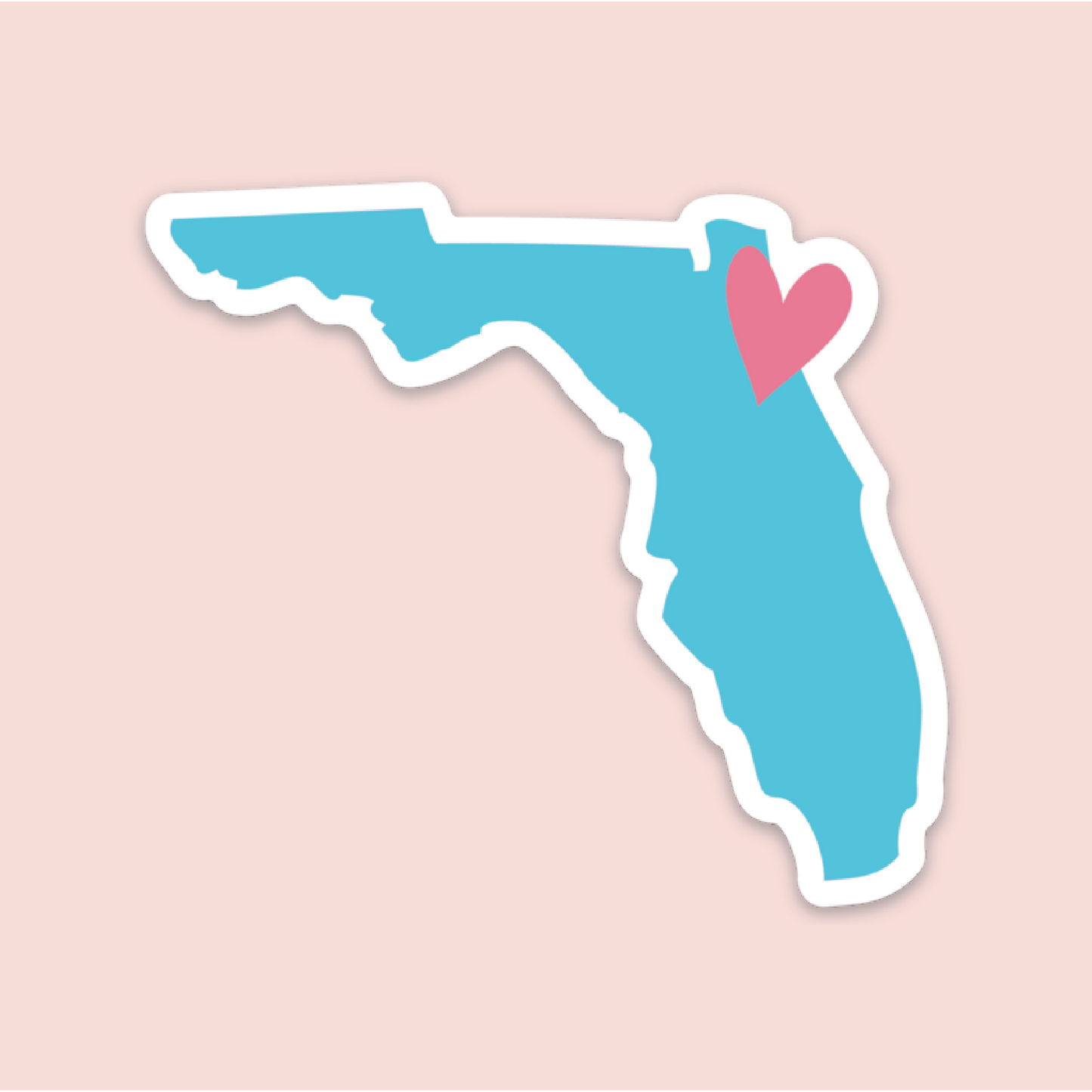 Teal Florida Heart Sticker