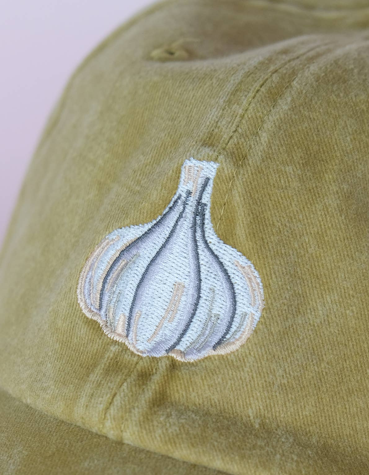 Embroidered Hat | Garlic, Washed Mustard Color