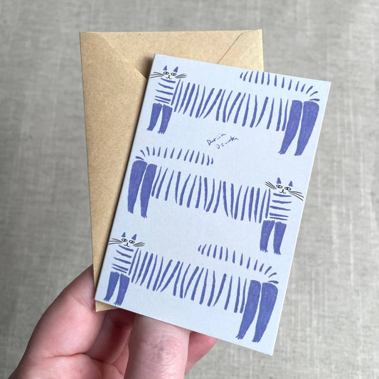 Mini card: Blue Stripy Cat