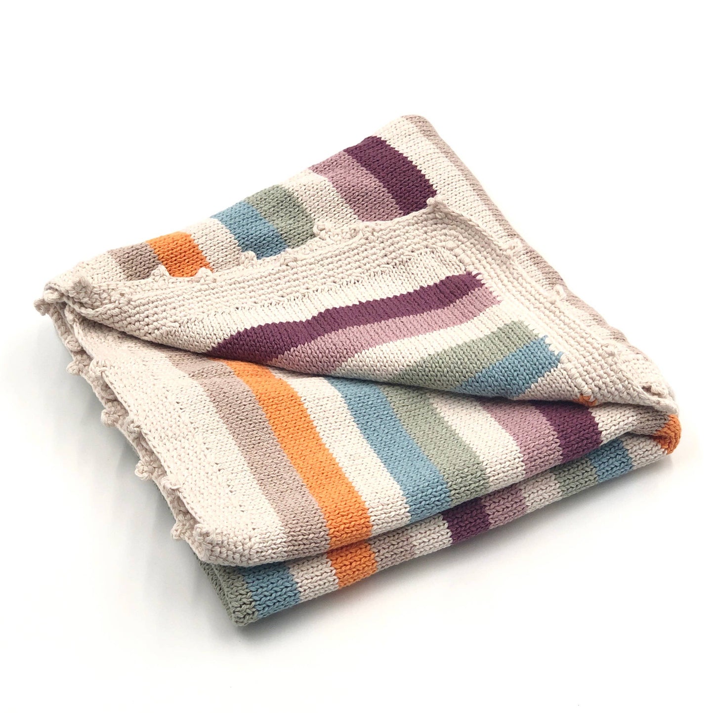 Handmade Knit Baby Blanket - Multi Striped