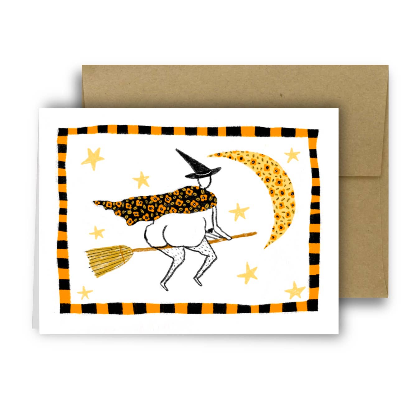 FLYING WITCH Halloween Card