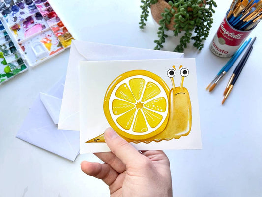 Lemon Snail Greeting Cards