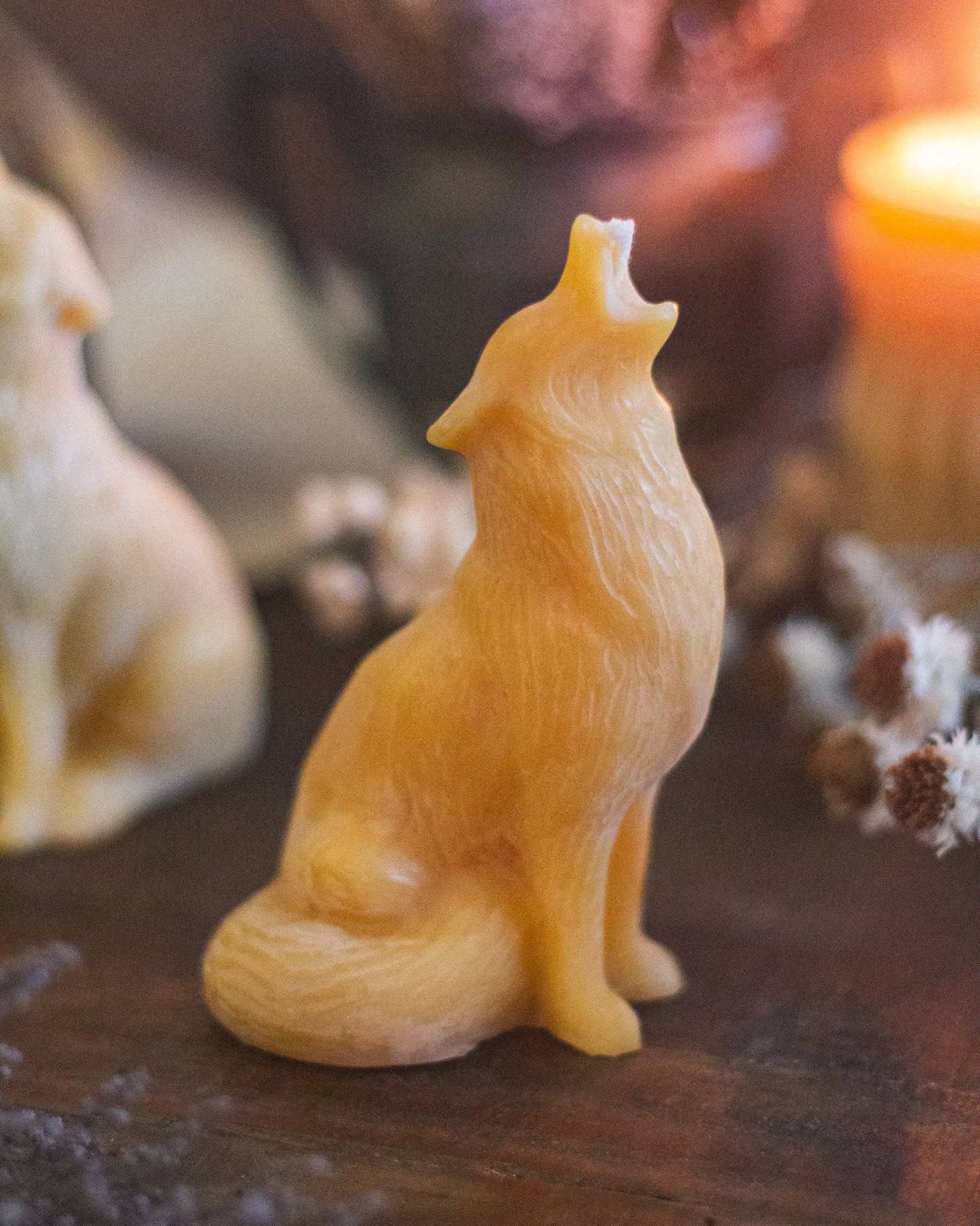 Howling Wolf Beeswax Candle