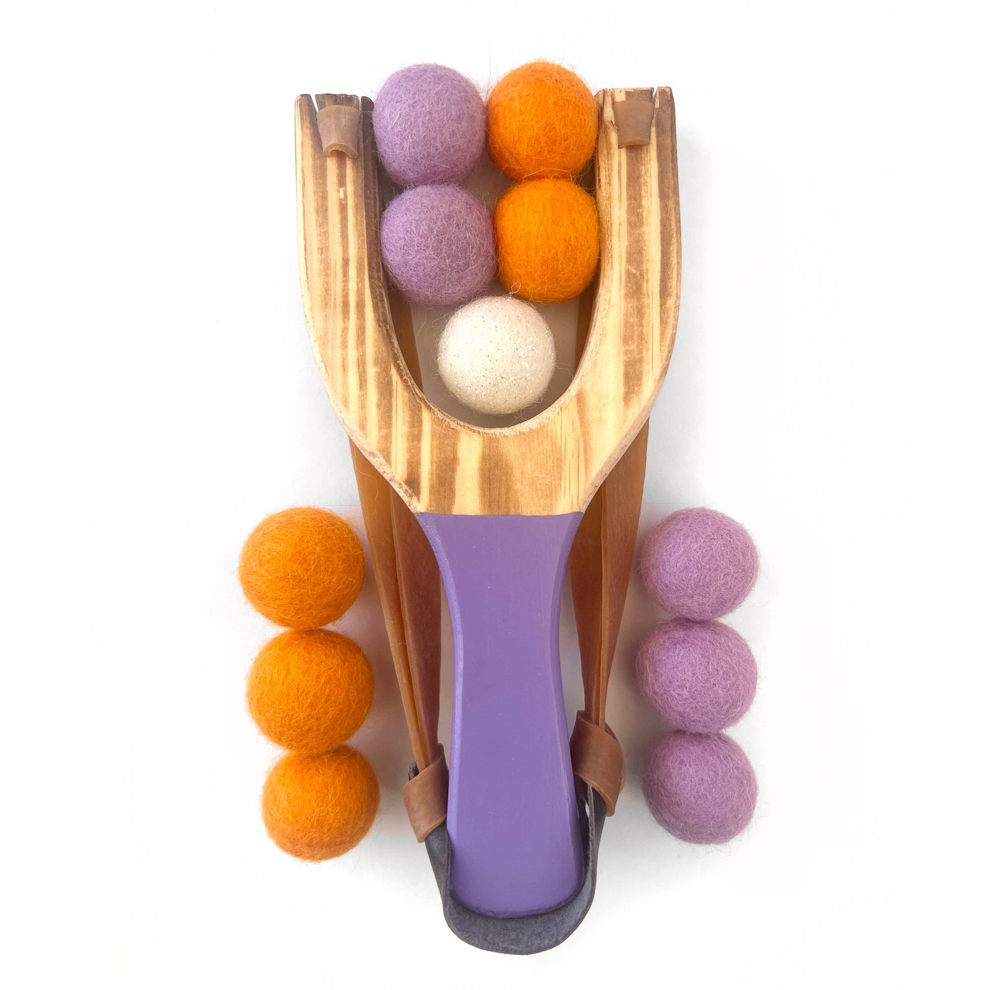 Pop Color Wooden Slingshots w/ Glitter Ball