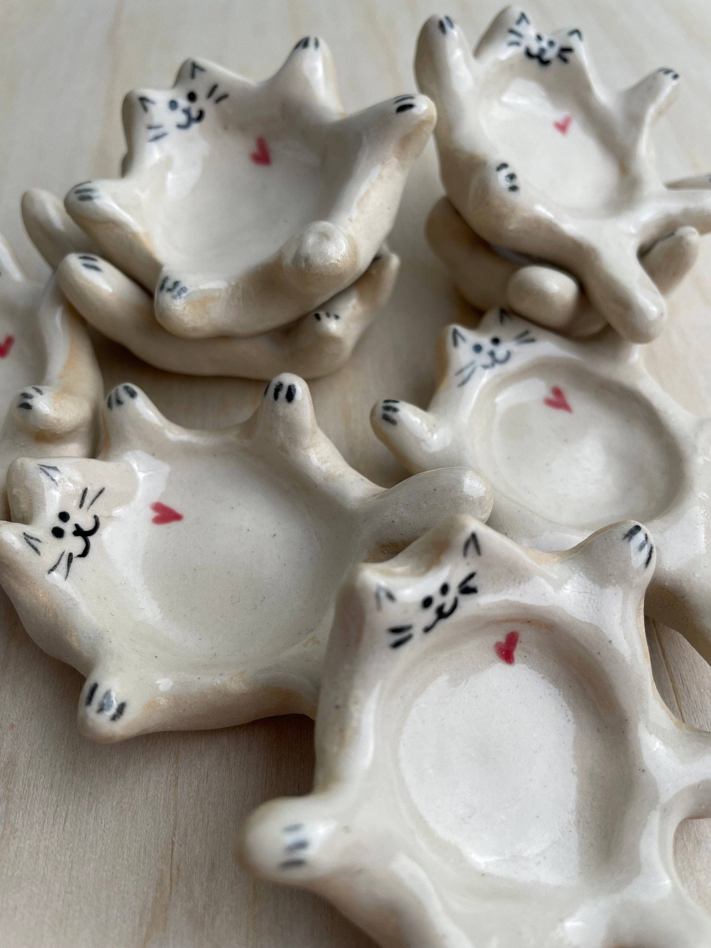 Handmade ceramic cat ring dish