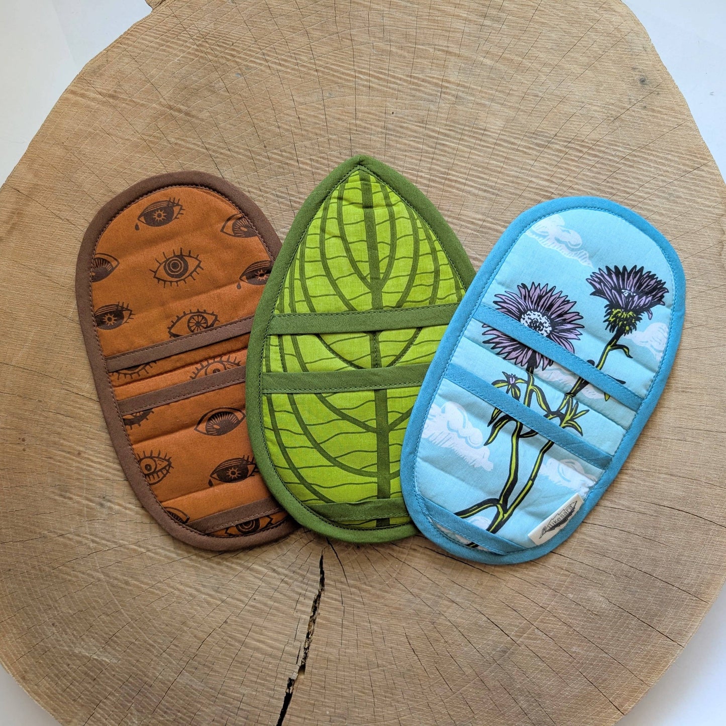 Insulated pot holder / hot pad | leaf - green