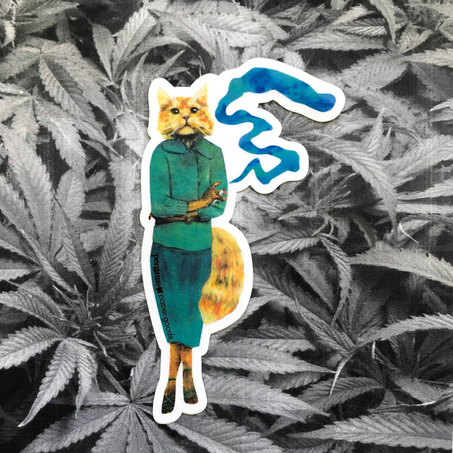 Cannabis Cat Vinyl Sticker - 4"