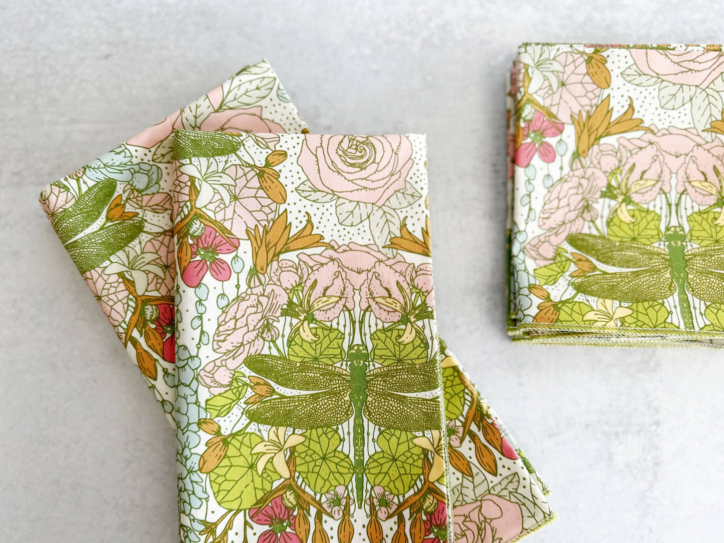 Dragonfly Garden Cloth Napkins, set of four