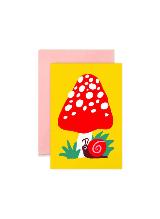 Mushroom & Snail – Cute Woodland Mini Note Card