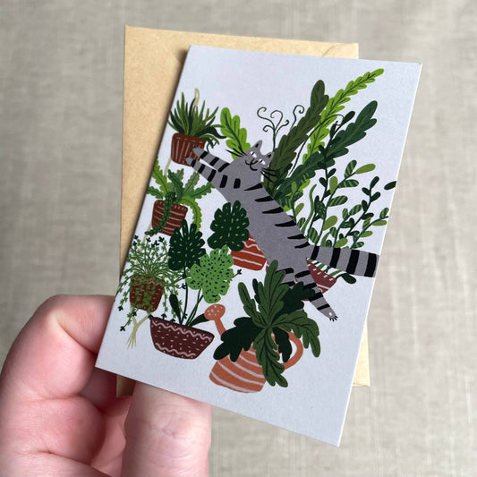 Mini card: Grey Cat Among Plants