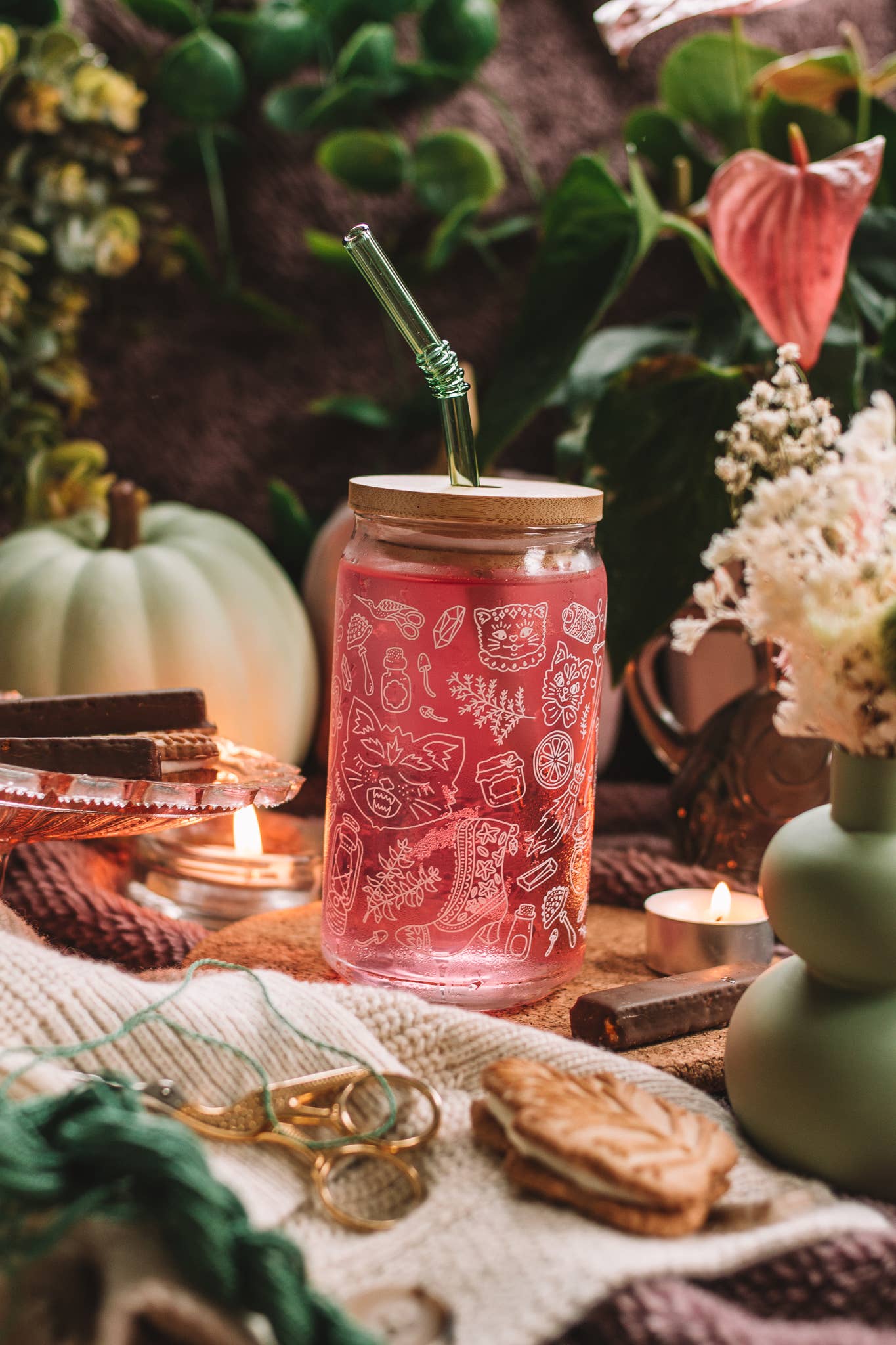 Kitsch Witch Can Glass | cats, cauldrons & potions