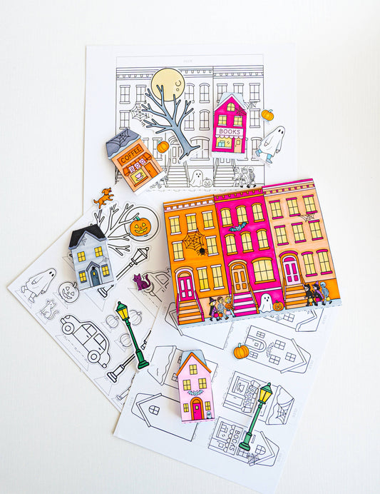 Color-Your-Own Halloween Village - DIY, Halloween Craft