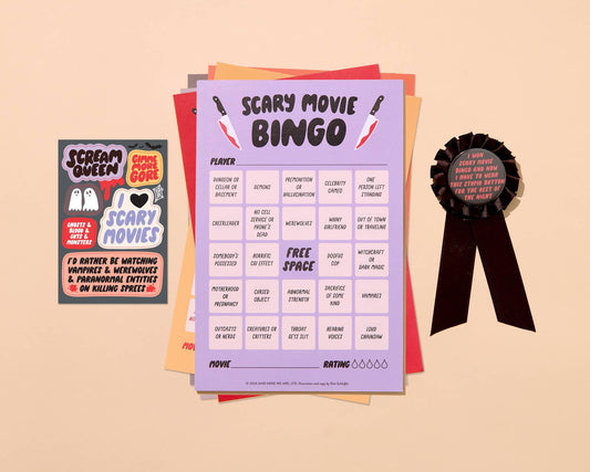 Scary Movie Cheesy Movie Night Bingo - Halloween , Pop Culture, Father's Day gift, Fall game, Spooky, Fun, pop culture