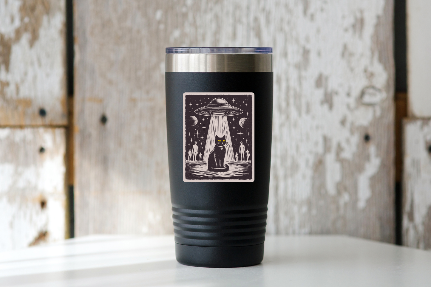 UFO Black Cat Sticker