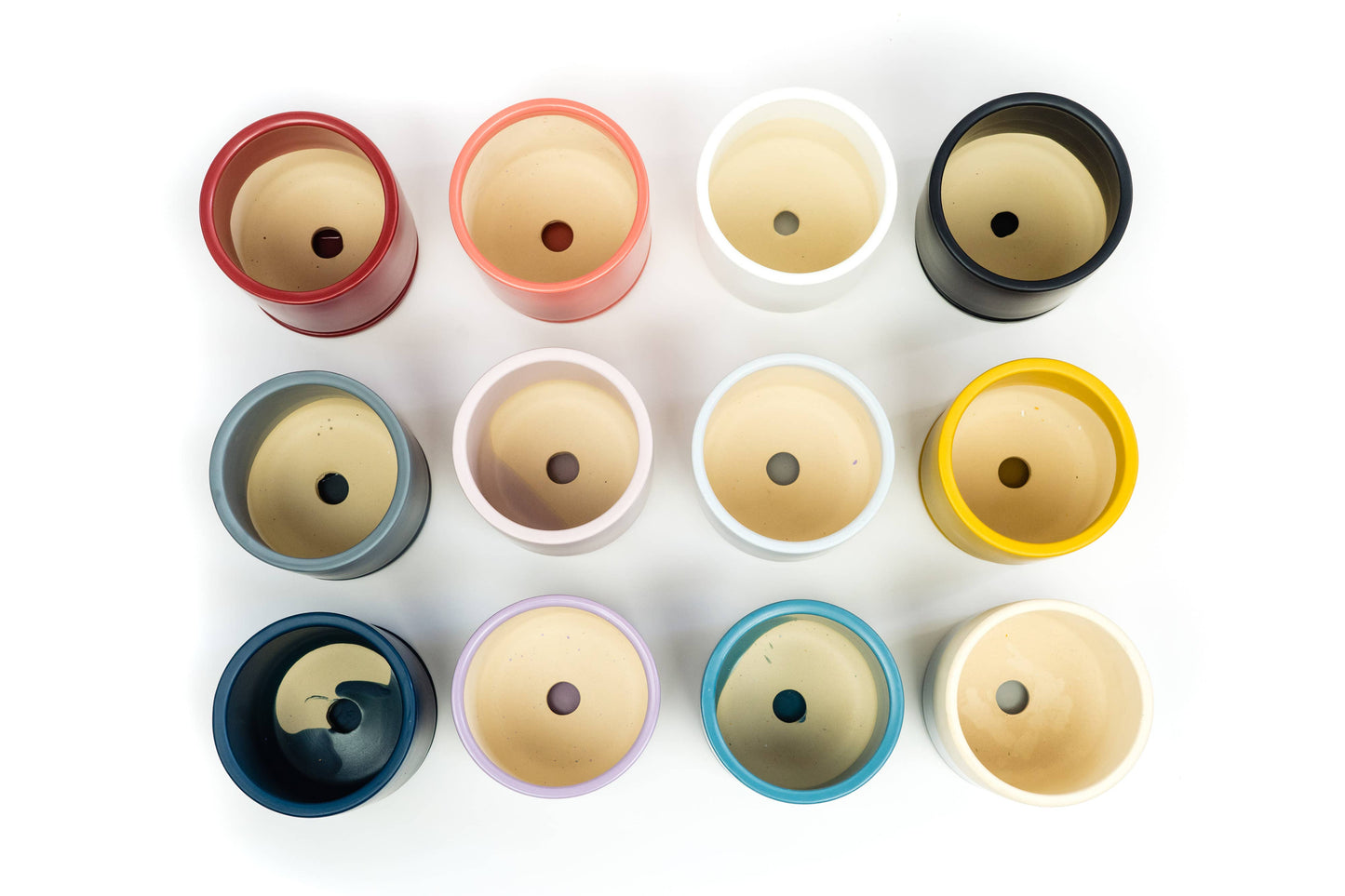 10.5" Gemstone Cylinder Pots with Water Saucers